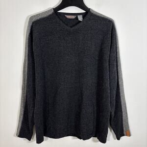 Quicksilver Men Sweater XL 100% Lambswool Two Tone Grey Warm Winter Fall